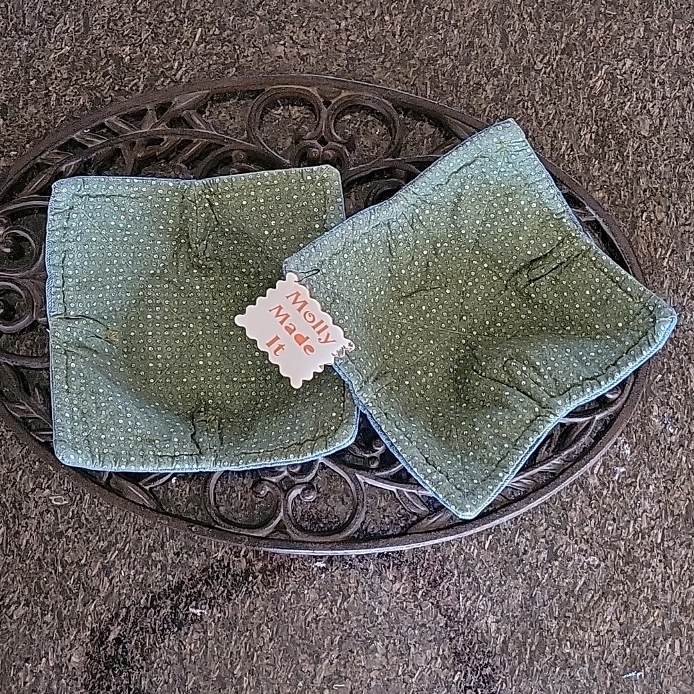 Cozies Upcycled Jeans Molly Made It Design Hand Crafted  Green Dots
